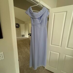 JJs House Blue Cowl Neck Cap Sleeve Gown